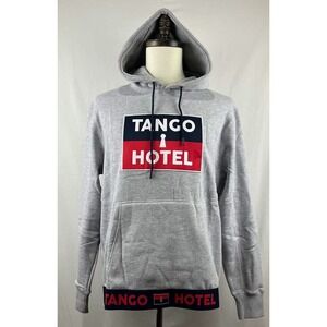 NWT Tango Hotel Grey Heather Flag Logo Pullover Hoodie Mens Size Small